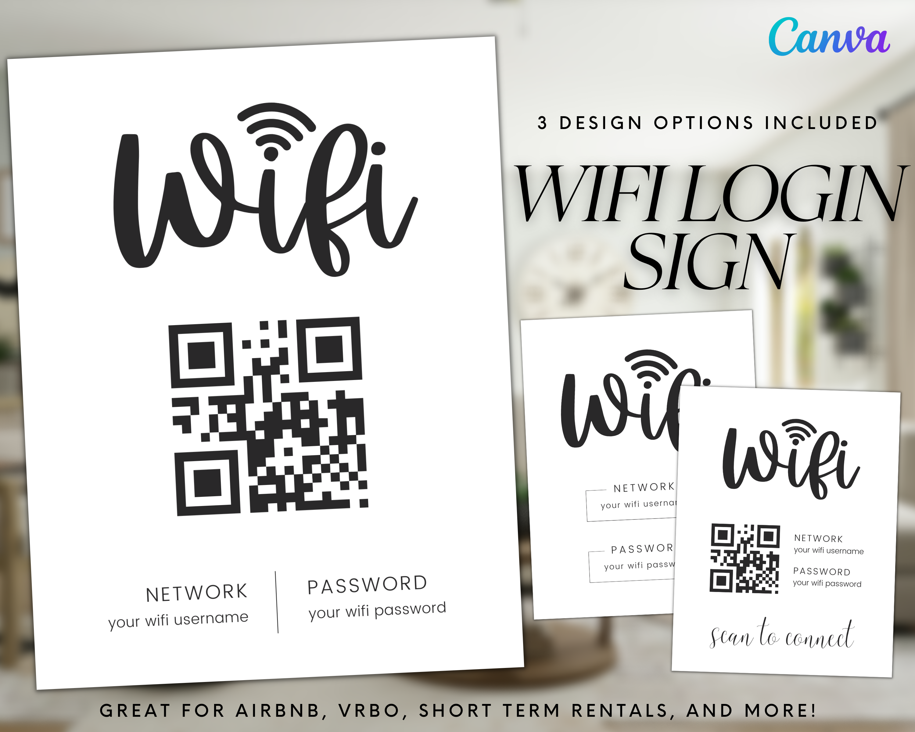 Airbnb Wifi Sign 4 - Real Estate Template – Elevated Agent