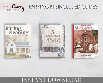 Real Estate Farming Kit Marketing for Realtors, Agents - Instant Download - Farming Kit Guide Templates - Spring Cleaning Checklist, Snow Day Home Improvement Projects, Tasks to Tackle Before Fall