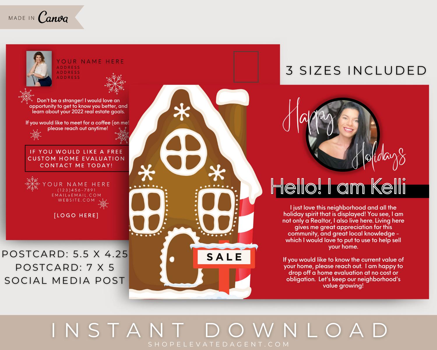 Real Estate Holiday Card - Hello Neighbor Postcard - Real Estate Template