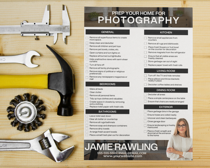 Photography Prep Checklist, Real Estate Template, Realtor Photography, Seller Checklist, Realtor Marketing, Photo Prep Guide, Realtor Flyer