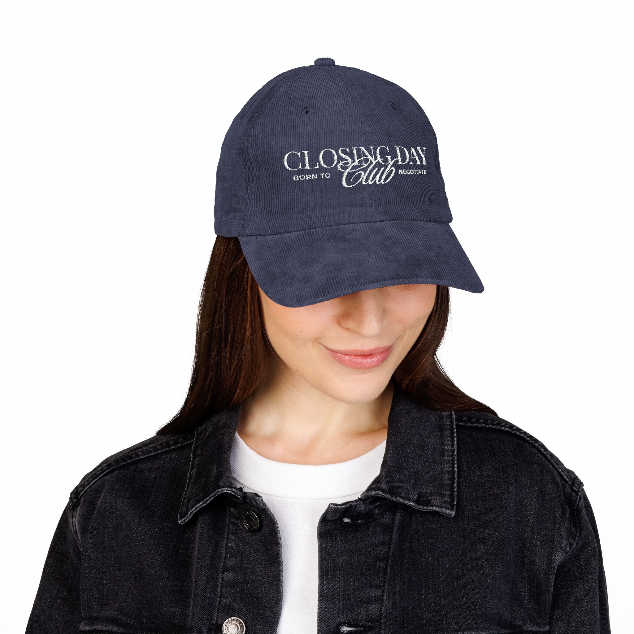 Closing Day Club Corduroy Cap — Vintage Embroidered Real Estate Closing Hat