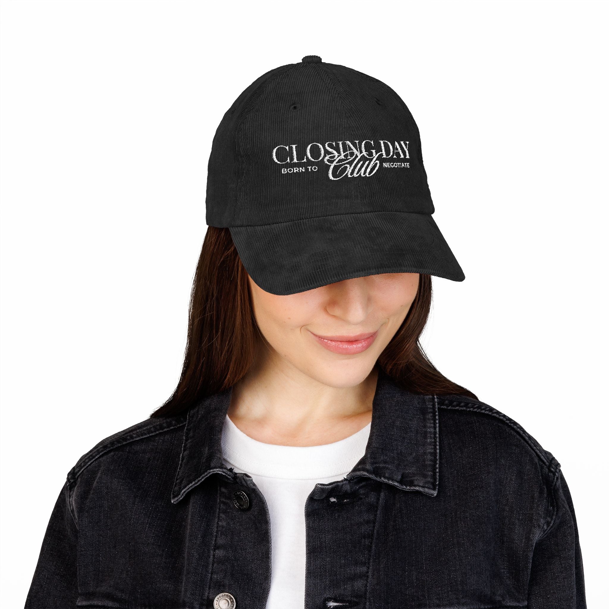 Closing Day Club Corduroy Cap — Vintage Embroidered Real Estate Closing Hat