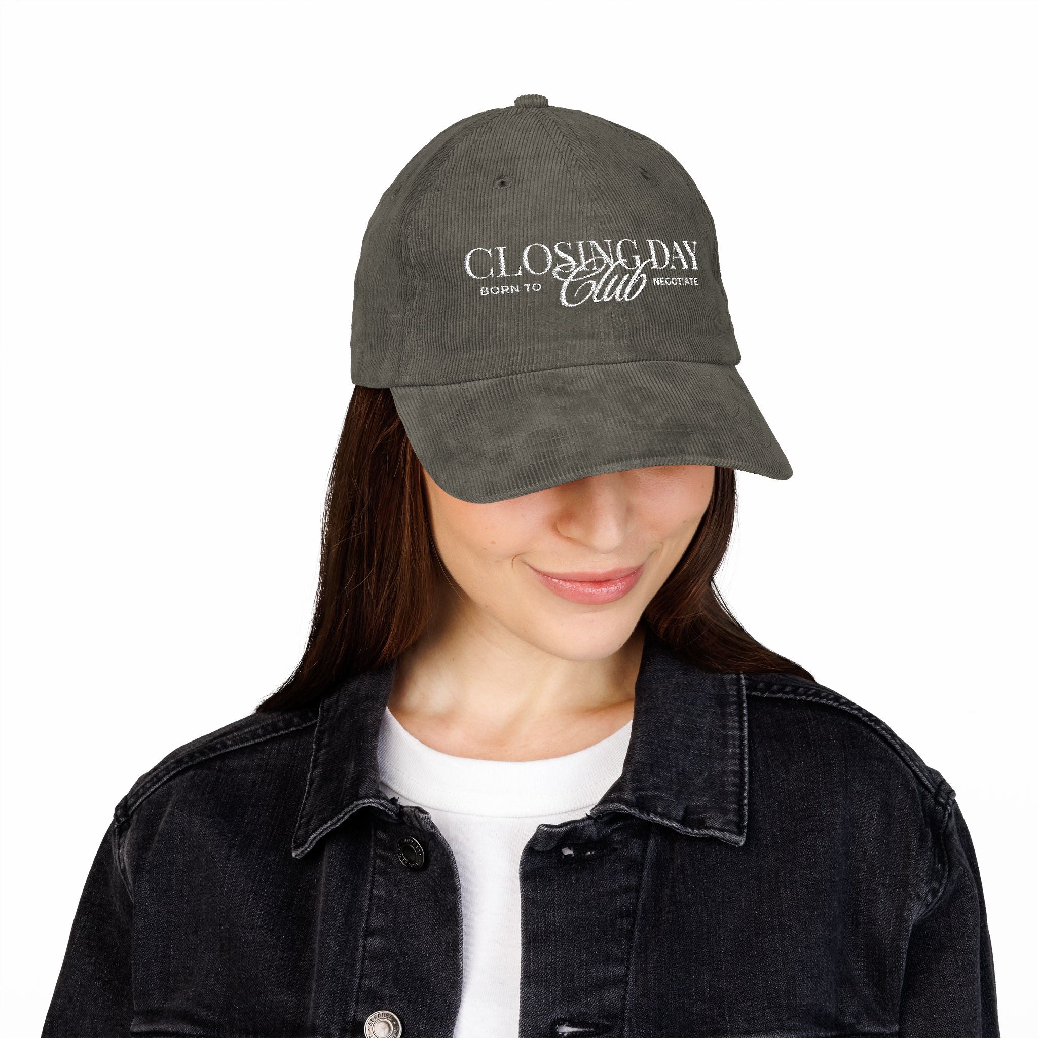 Closing Day Club Corduroy Cap — Vintage Embroidered Real Estate Closing Hat