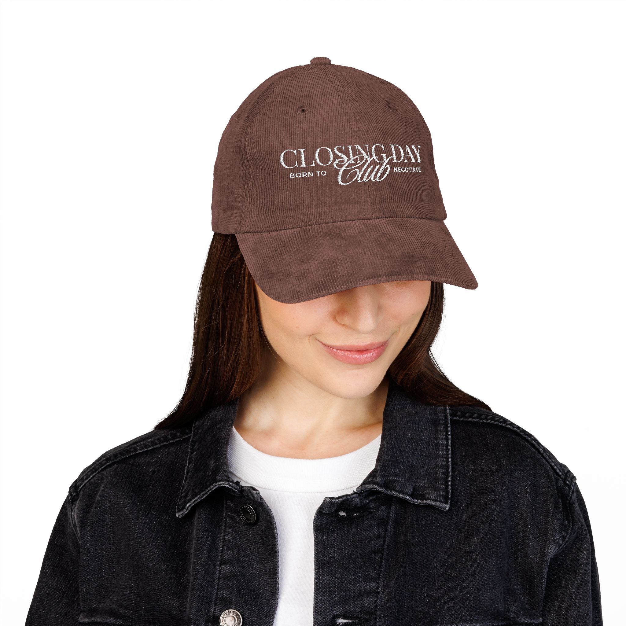 Closing Day Club Corduroy Cap — Vintage Embroidered Real Estate Closing Hat