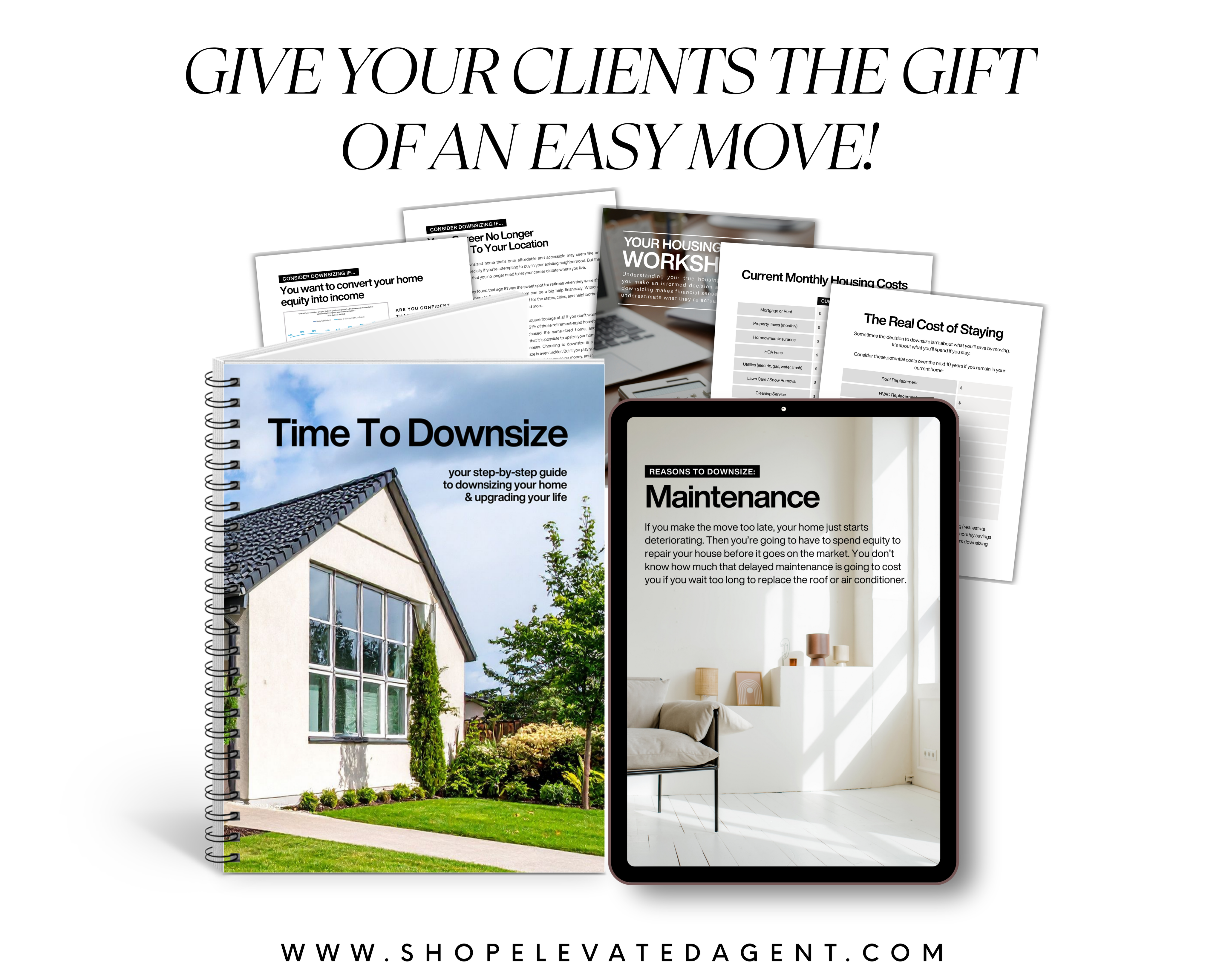 Brochure and tablet with home improvement content on a white background elevated agent