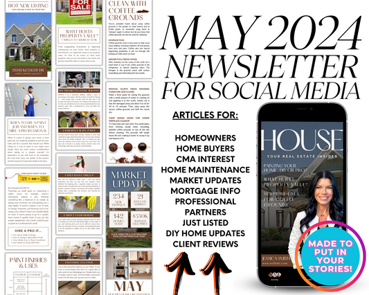 May 2024 Newsletter Story, Real Estate Newsletter, Realtor Instagram, Real Estate Marketing, Newsletter Template, Realtor Social Media, Canva Template