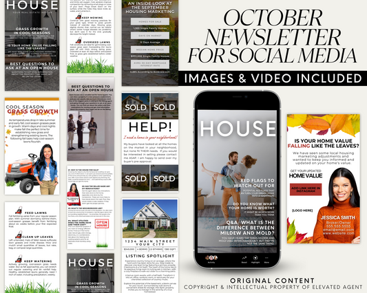 October Realtor Social Media Newsletter Fall Real Estate Newsletter Realtor Social Media Stories Real Estate Marketing Realtor Newsletter