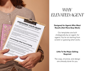 Person holding a clipboard with a document titled 'Preparing Your Heart' against a beige background. elevated agent