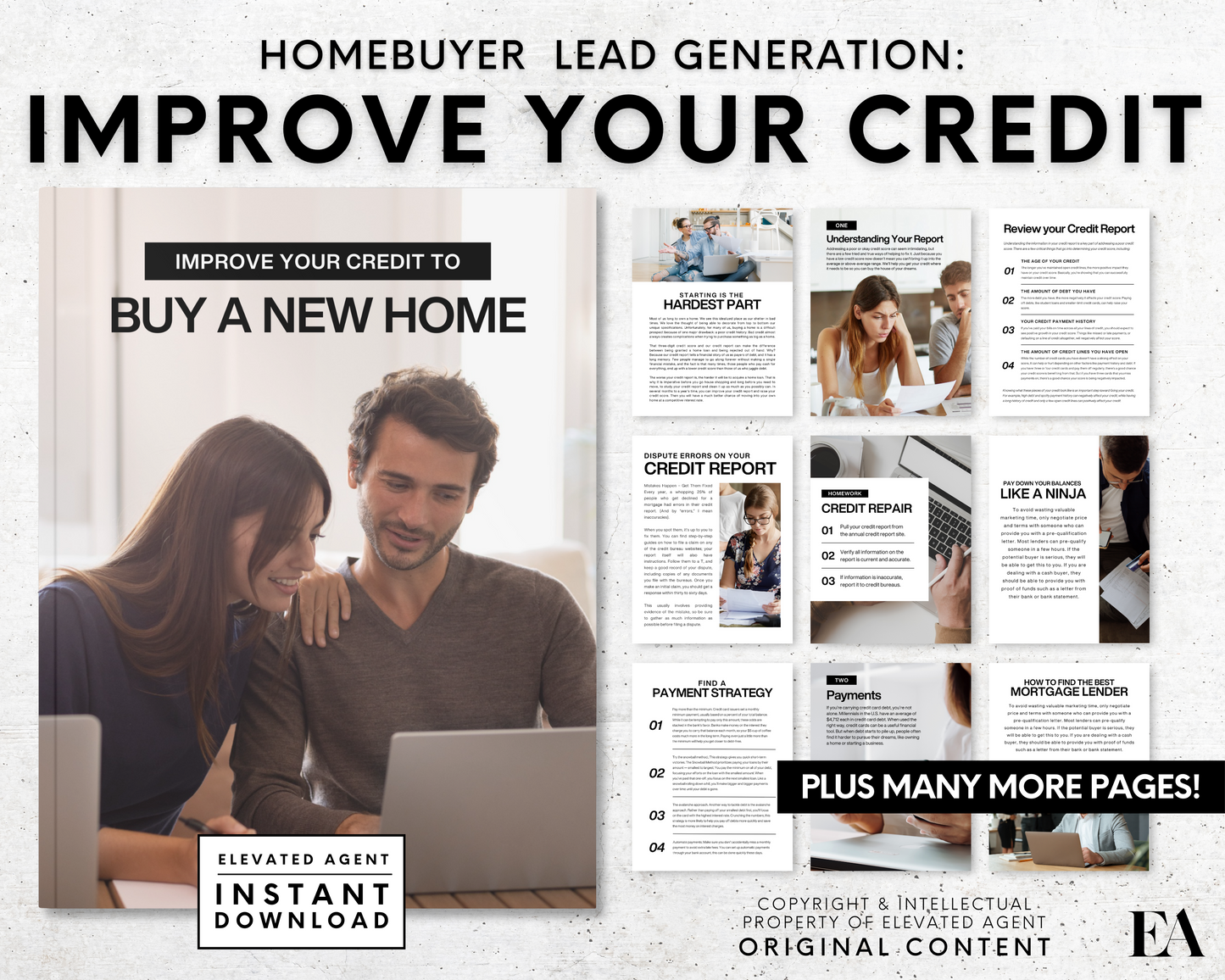 Improve Your Credit, Credit Repair Guide, Credit Repair Template, First Time Home Buyer Guide, Realtor Marketing, Buyer Packet, Realtor Flyer