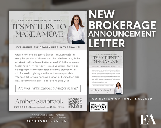 New Brokerage Announcement Letter, Real Estate Broker, Realtor Marketing, Real Estate Template, Realtor Flyer, Real Estate Investment, Canva