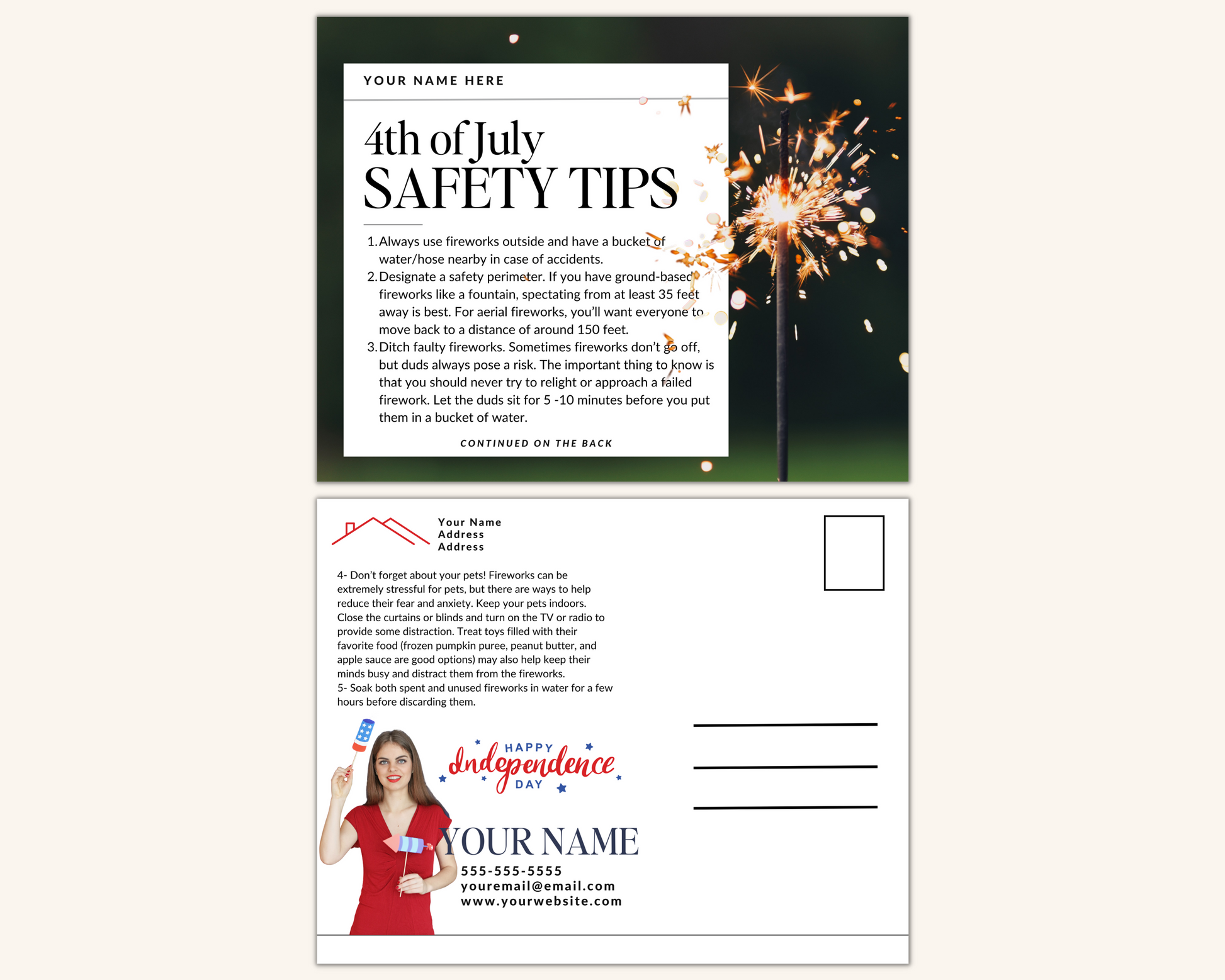 Real Estate Template – Fourth of July Safety Postcard