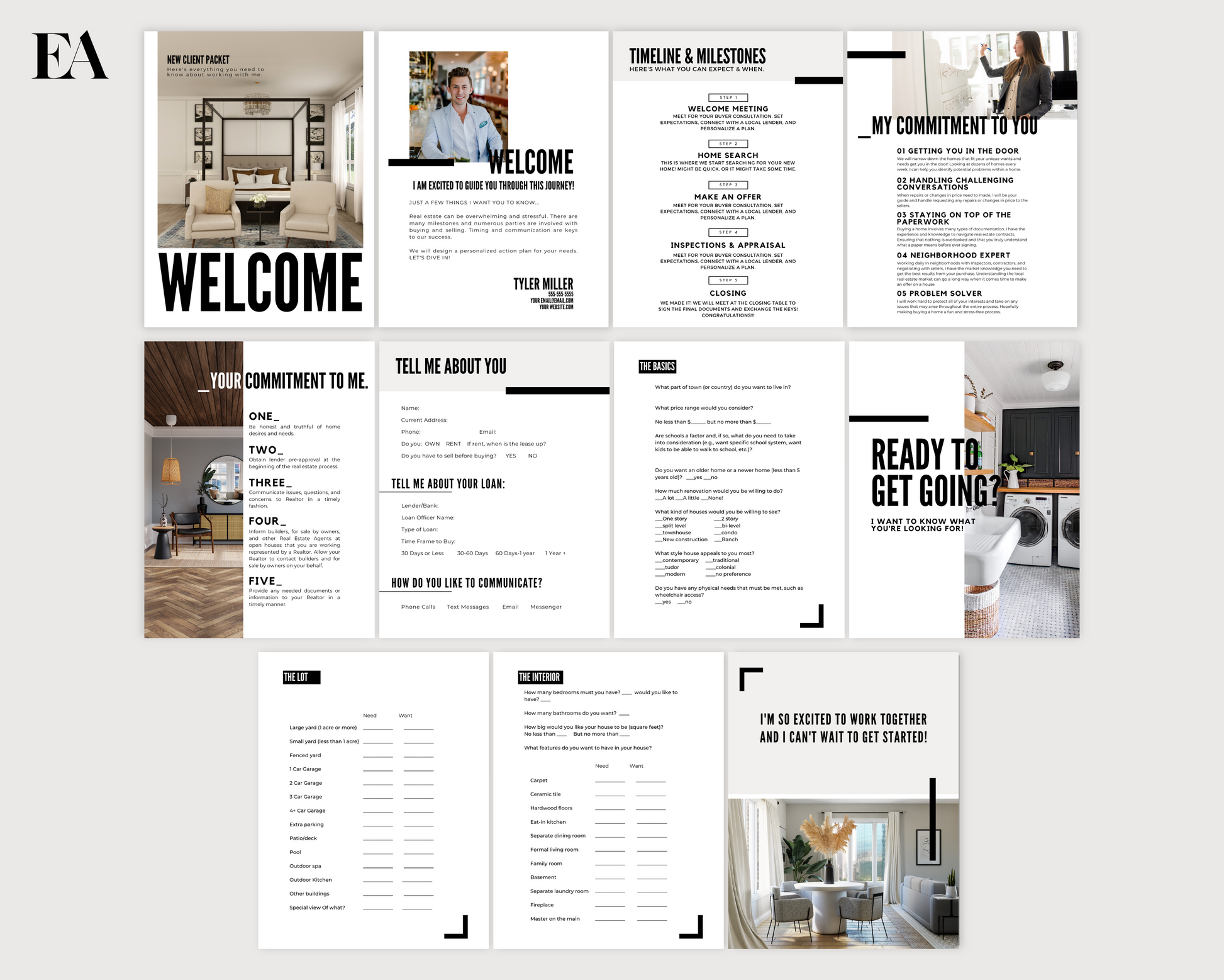 Client Welcome Packet, Real Estate Template, New Client Packet, Real Estate Marketing, Canva Template, Home Buyer Packet, Buyer's Guide