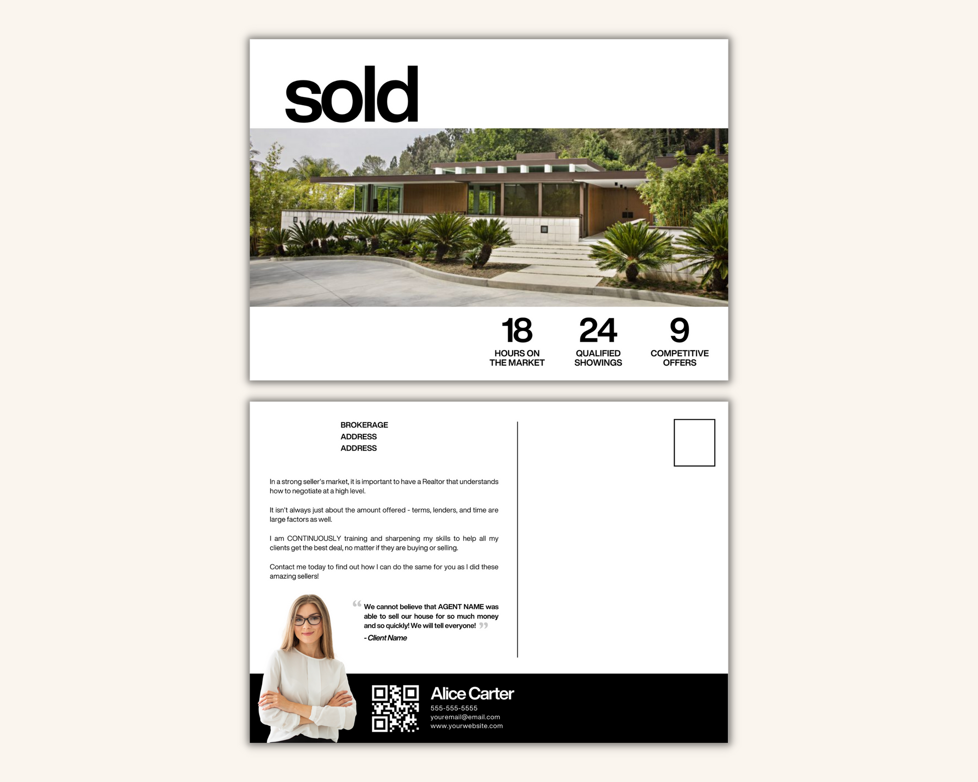 Just Sold Postcard for Real Estate Agents Just Sold Postcard Realtors Postcard Hello Neighbor Postcard Real Estate Farming Postcard Template