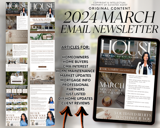 Real Estate Email Newsletter, 2024 March Newsletter, Email Template, Realtor Newsletter, Realtor Mailer, Newsletter Template, Realtor Flyer