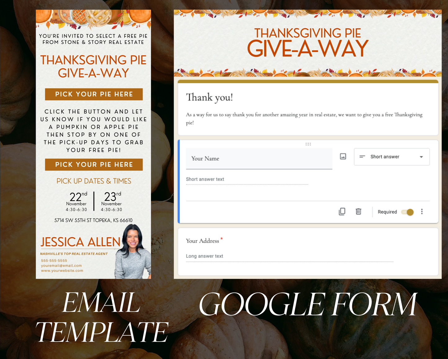 Thanksgiving Pie Give-A-Way Event Bundle 3- Real Estate Event Templates