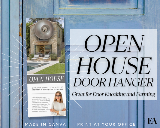 Real Estate Open House Door Hanger Template, Real Estate Property Listing Flyer, Open House Invitation, Realtor Door Sign, Hello Postcard