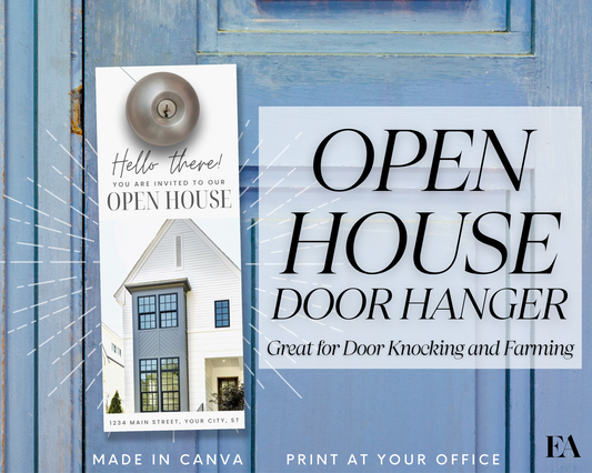 Open House Door Hanger For Real Estate, Real Estate Open House Flyer Template, Realtor Door Knocking, Real Estate Farming Postcard, Door Tag