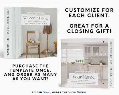 Real Estate Home Binder, Realtor Closing Exit Packet, Home Buyer Guide, Realtor Checklist, Real Estate Marketing, Realtor Binder, Closing Gift