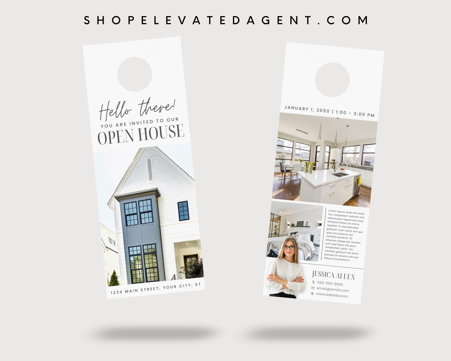 Open House Door Hanger For Real Estate, Real Estate Open House Flyer Template, Realtor Door Knocking, Real Estate Farming Postcard, Door Tag Template