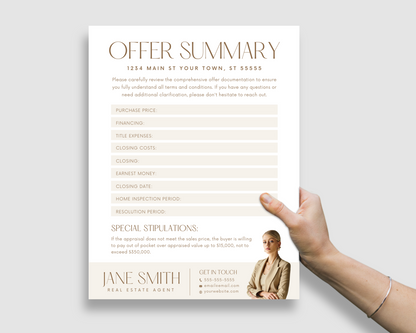 Real Estate Offer Summary, Real Estate Marketing, Realtor Offer Summary, Real Estate Template, Realtor Flyer, Real Estate Farming, Canva