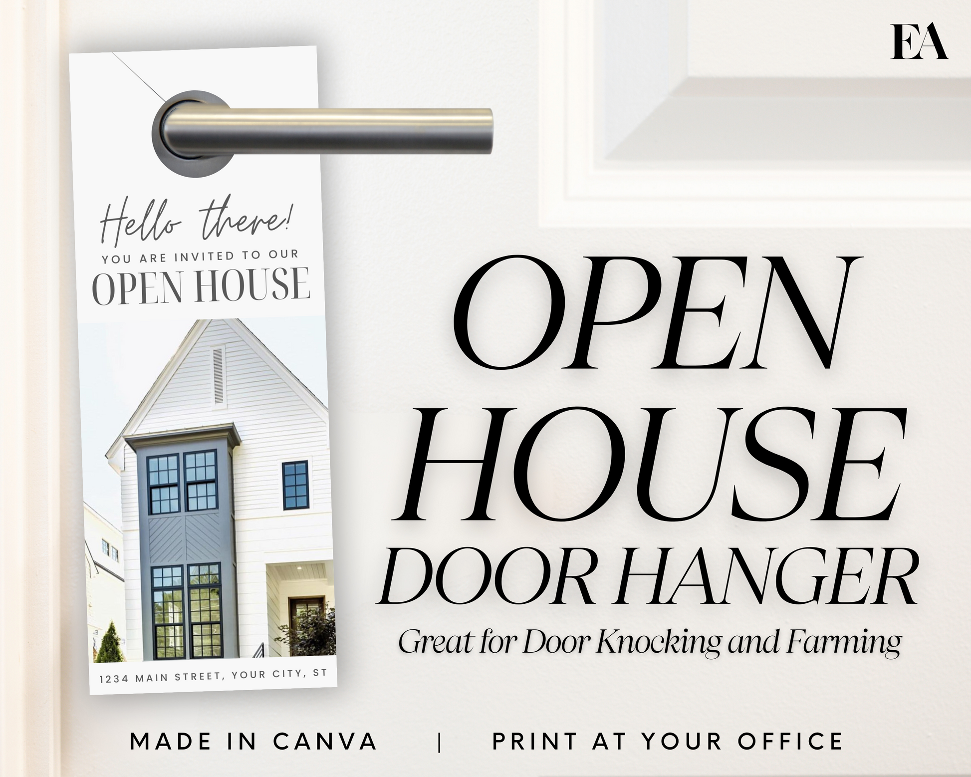Open House Door Hanger For Real Estate, Real Estate Open House Flyer Template, Realtor Door Knocking, Real Estate Farming Postcard, Door Tag for Open House