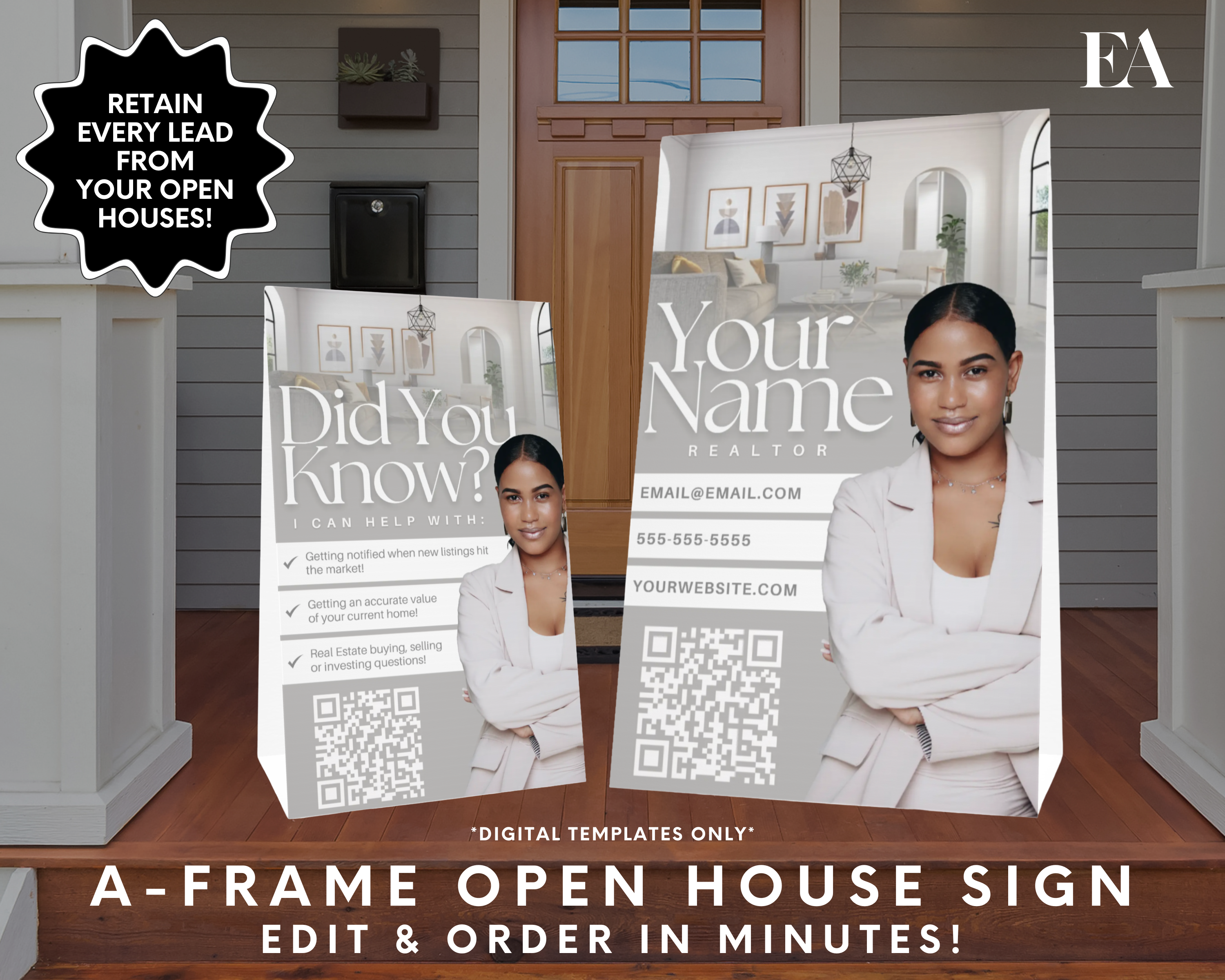 Open House A-Frame Sign 6 - Peaceful Design Style – Elevated Agent