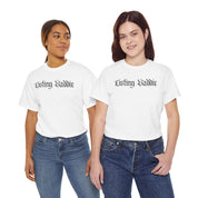 Listing Baddie Gothic Script White T-Shirt