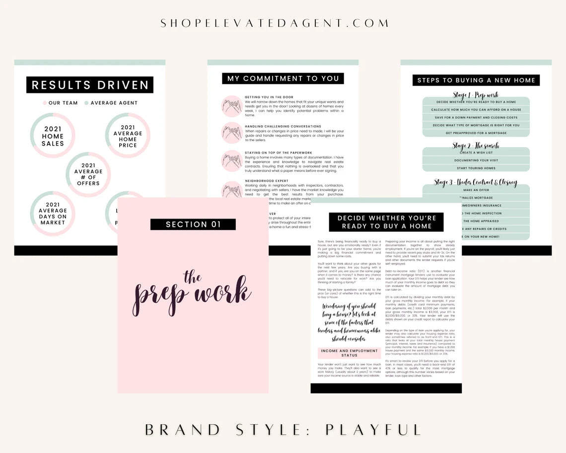 Buyer Presentation Real Estate Template for Buyer Packet Pink Real Estate Template for Buyers Real Estate Marketing Buyer Guide Real Estate Buyer Handbook Playful Brand Real Estate Template