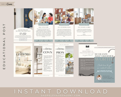 100 Modern Real Estate Posts for Social Media - Real Estate Informational Posts for Facebook & Instagram Instant Download