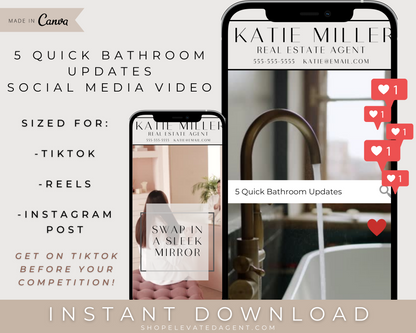 Real Estate TikTok Video - 5 Quick Bathroom Updates