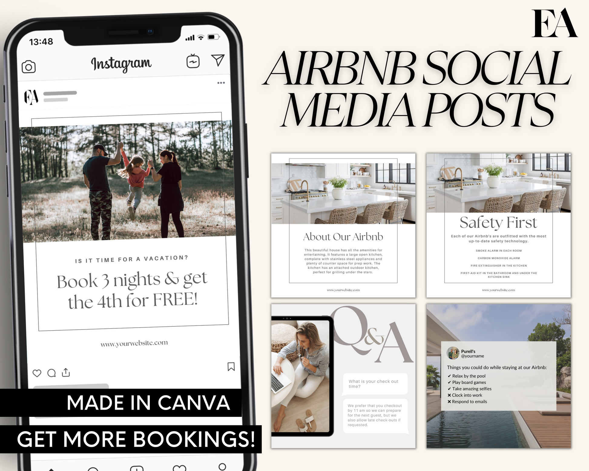 Real Estate Template – Peaceful Airbnb Social Media Posts