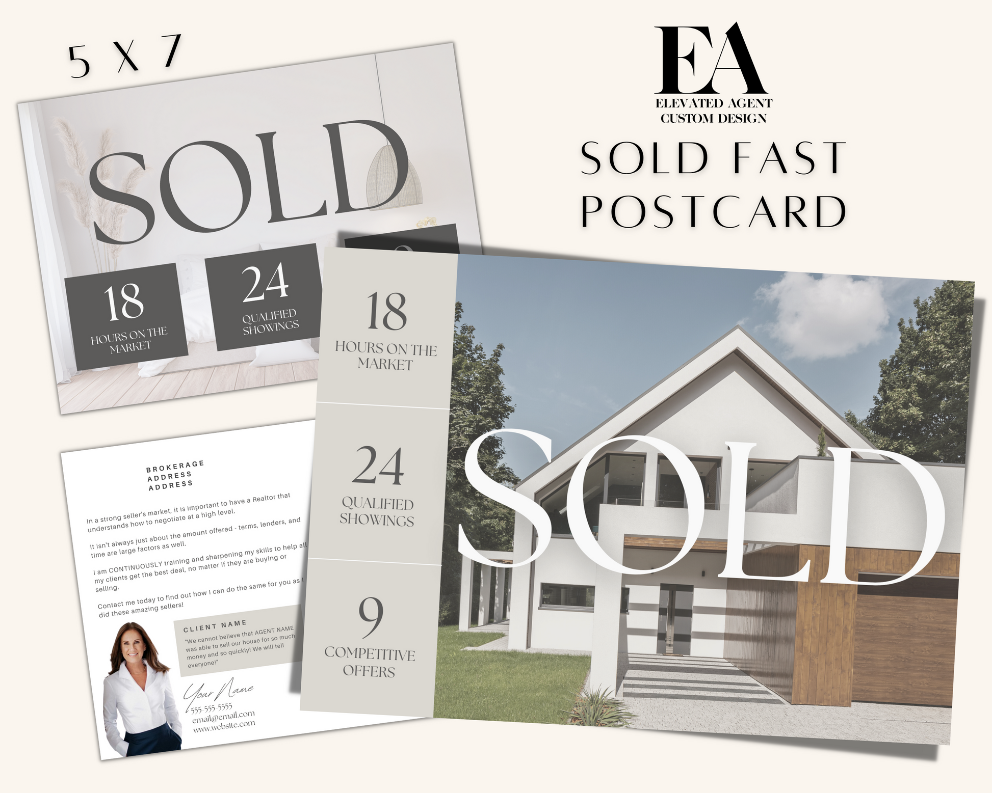 Real Estate Template – Sold Postcard - Peaceful Brand Style