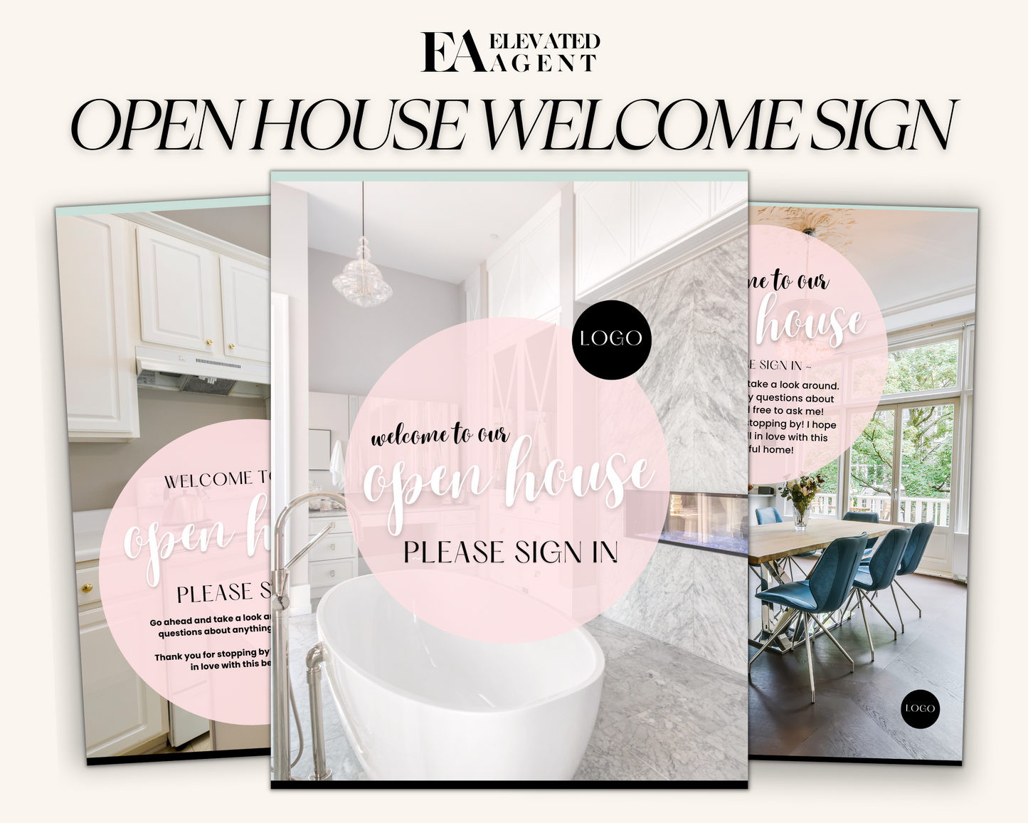 Playful Open House Welcome Sign Set 1
