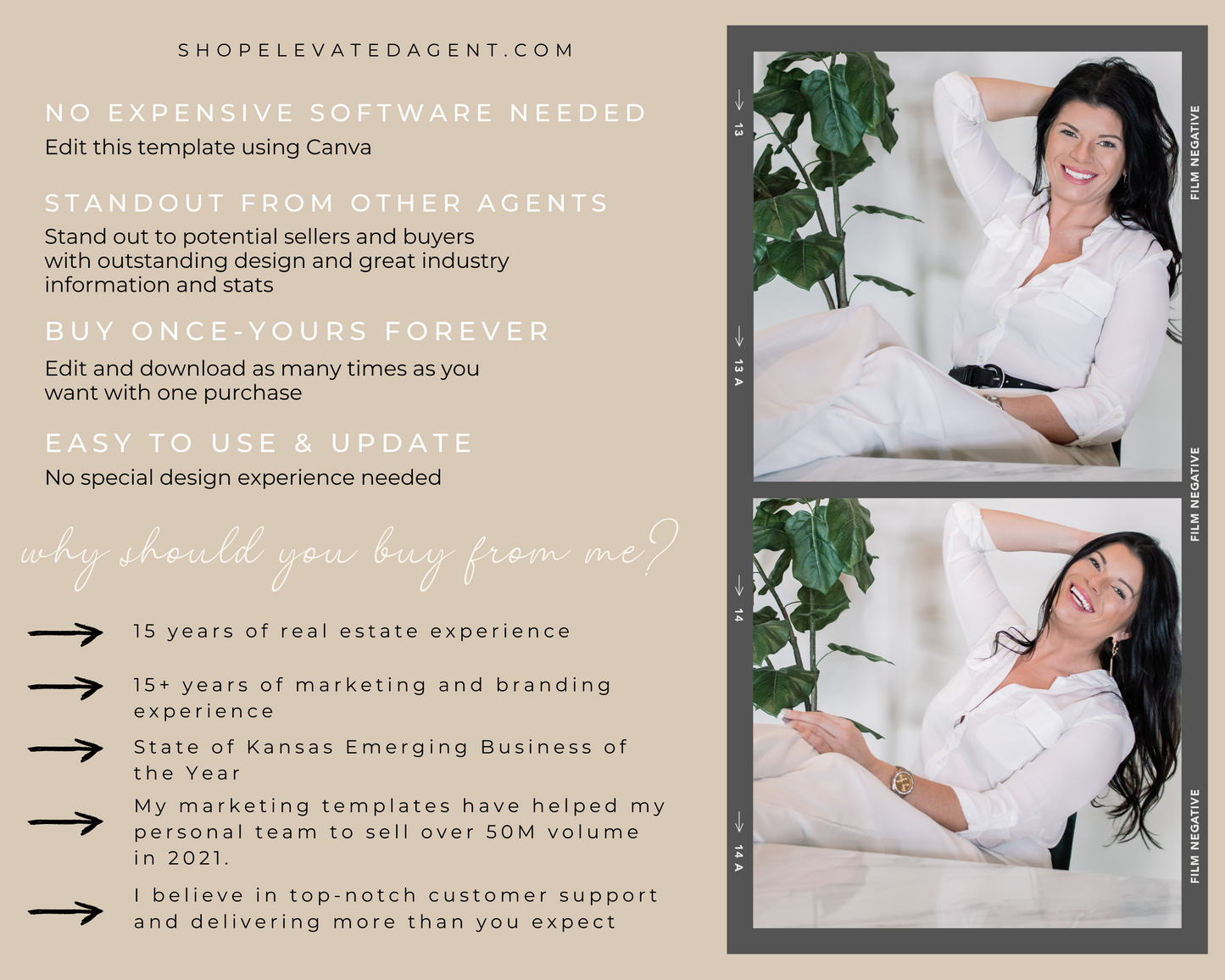 Hello, I am Kelli Higgins. The owner of Elevated Agent and your Real Estate Templates designer helping you elevate your real estate business.