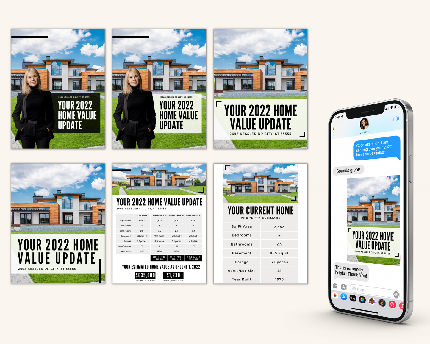 Real Estate Template Text Message Images for CMA