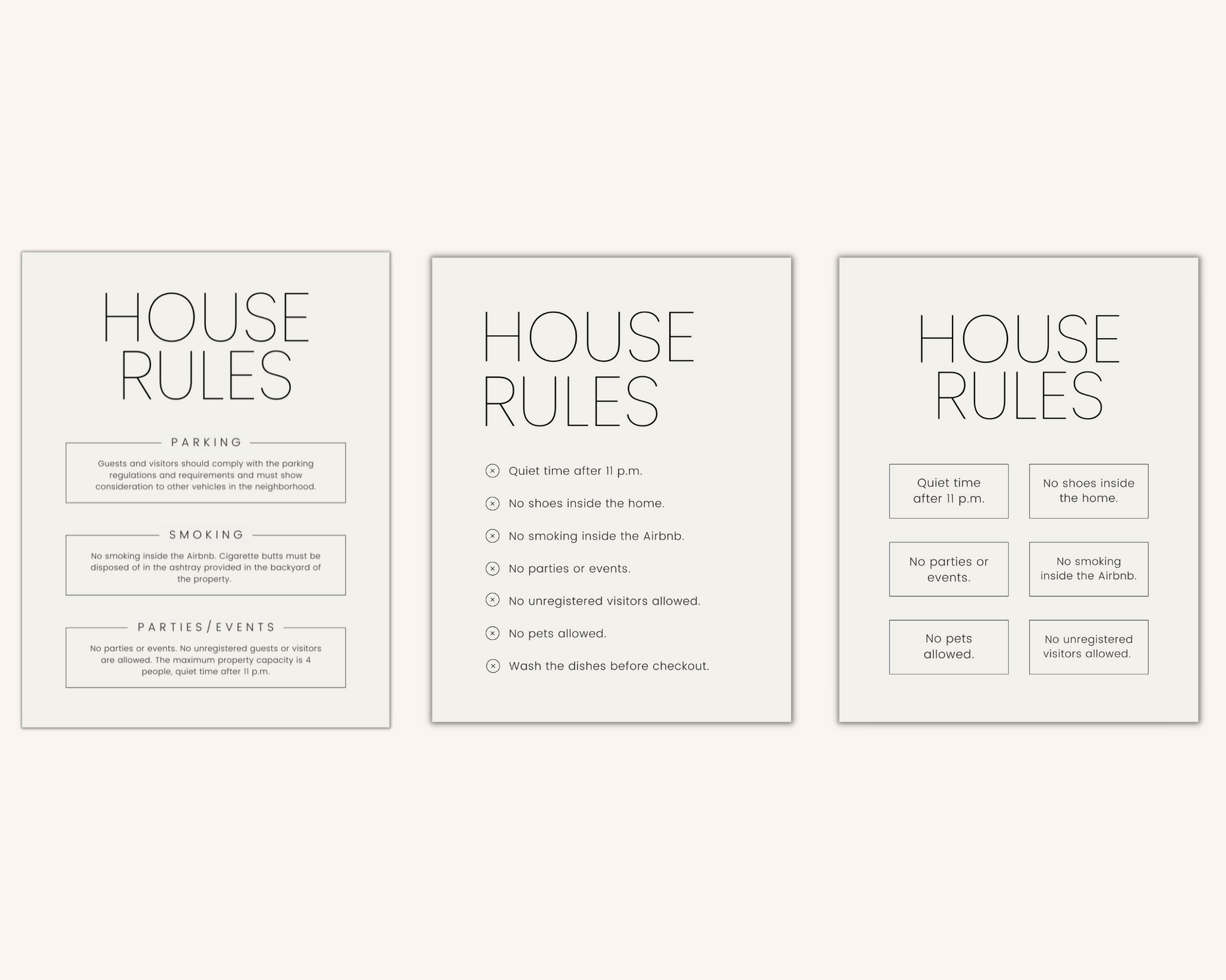 House Rules Airbnb Sign 6 Real Estate Template Elevated Agent
