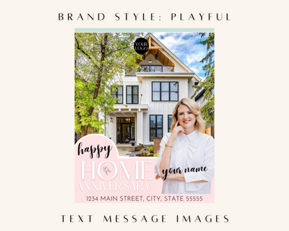 Home Anniversary Text Message - Playful Brand Style