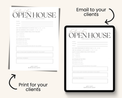 Real Estate Template – Peaceful Open House Feedback Form