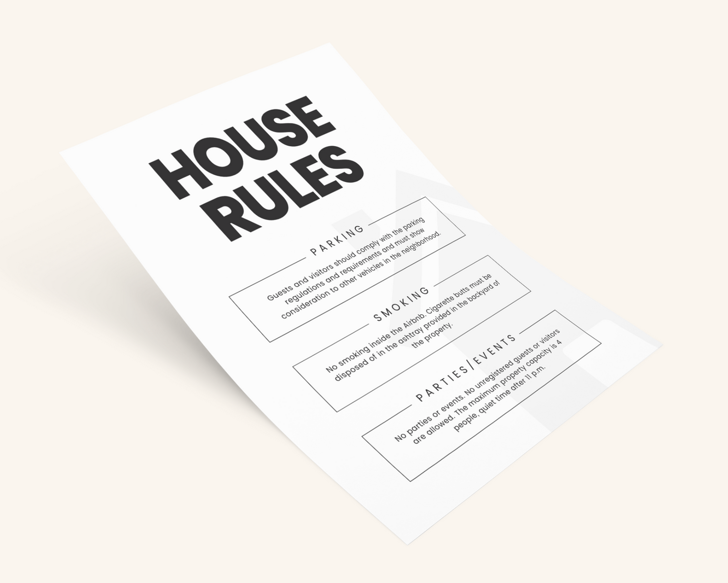 Airbnb House Rules Sign 7 Real Estate Template Elevated Agent