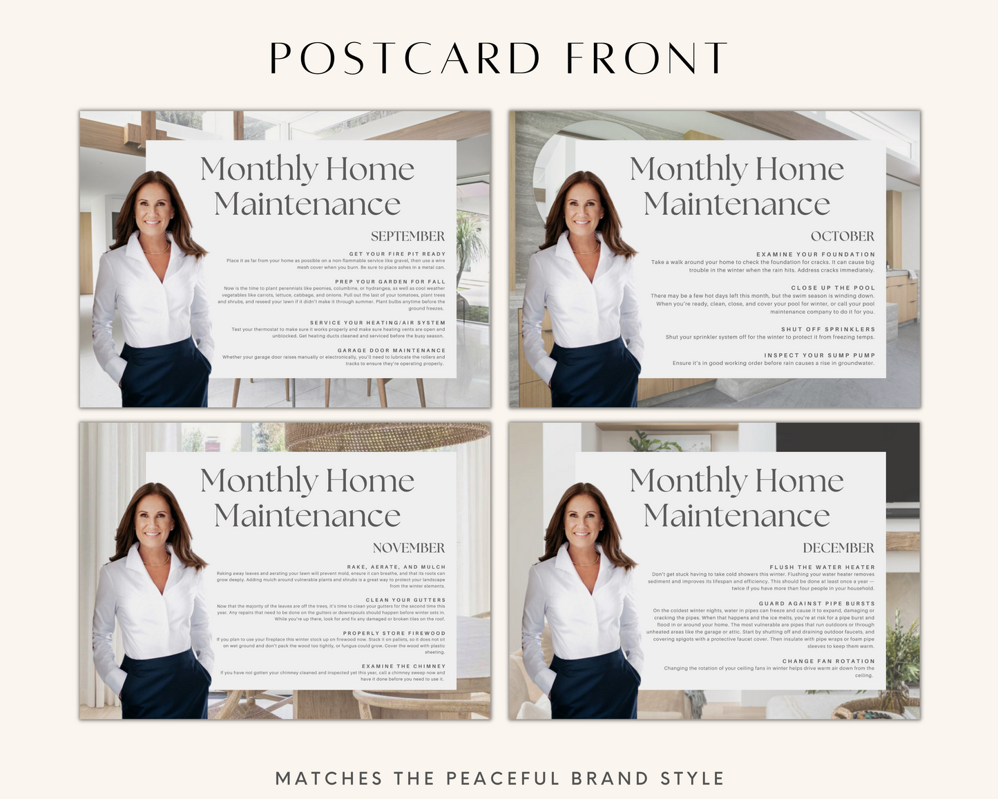 Real Estate Template – Home Maintenance Postcards - Peaceful Brand