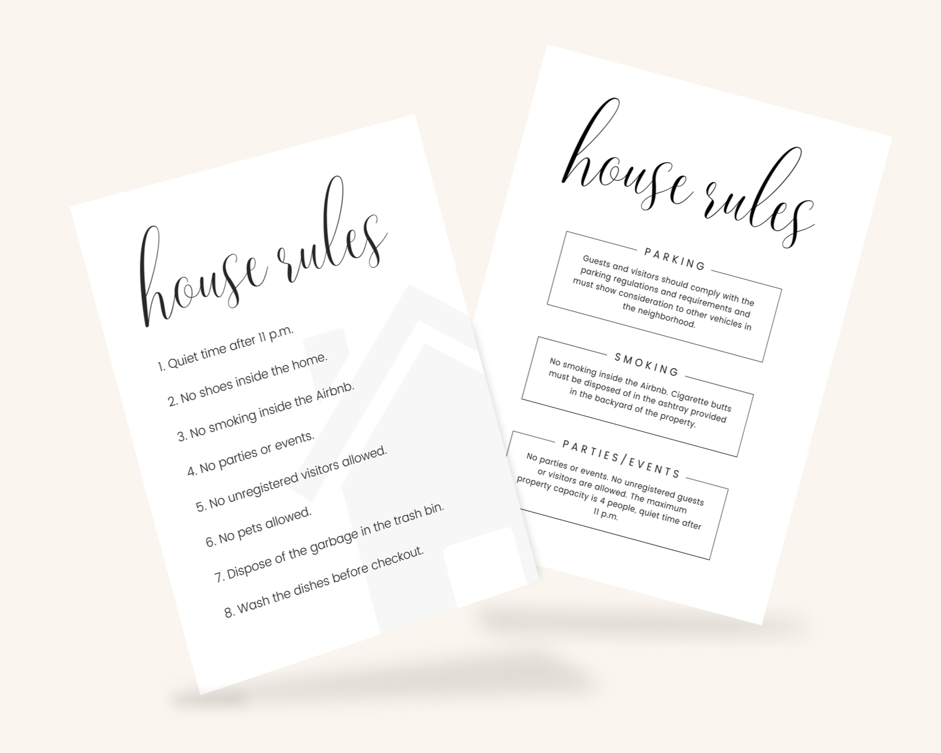 Real Estate Template – Airbnb House Rules Sign