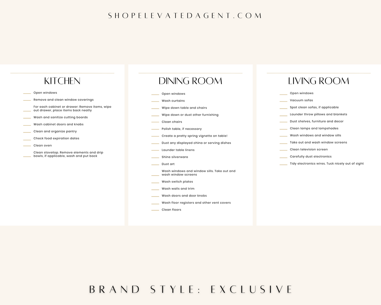 Cleaning Checklist - Exclusive Brand Style