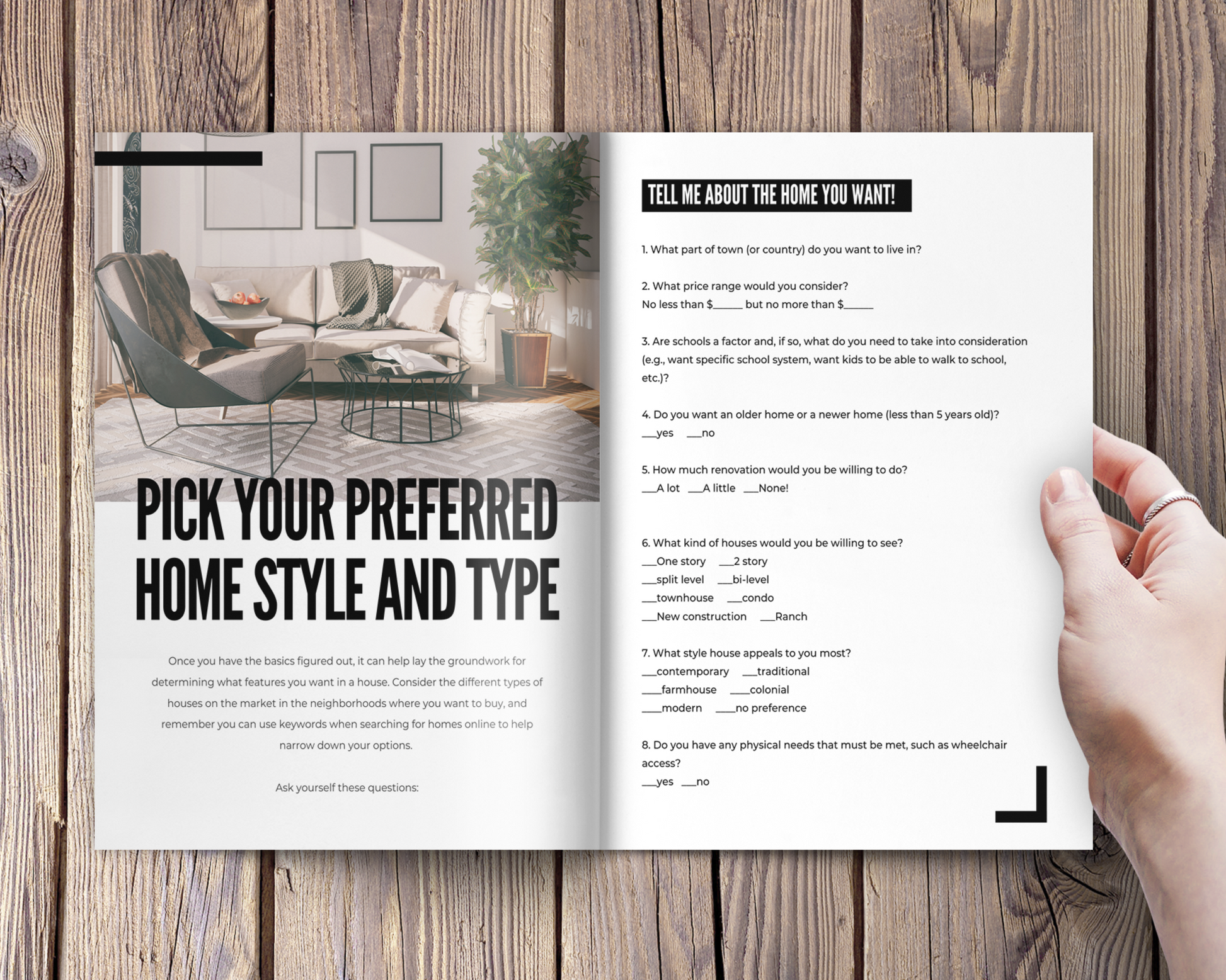 Real Estate Template for Buyers Real Estate Buyer Guide Template for Dream Home Must-haves Real Estate Template Black and White Real Estate Template Home Buyer Checklist Template