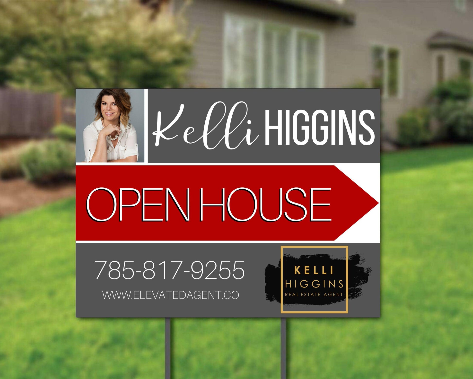 Real Estate Template – Open House Yard Sign - Red Accent