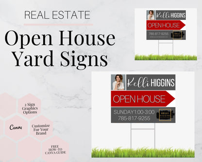 Real Estate Template – Open House Yard Sign - Red Accent