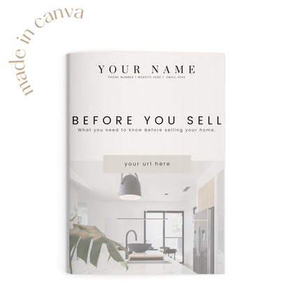 Before you Sell: What you need to know before selling your home - Pre-Listing Real Estate Presentation Instant Download for Real Estate Agents, Realtors - Instant Download - Made in Canva