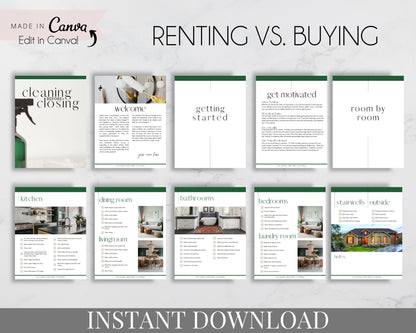 Cleaning Before Closing Instant Download for Real Estate Agents, Realtors to give Home Sellers - Renters vs. Buyers - Print or Digital - Made in Canva