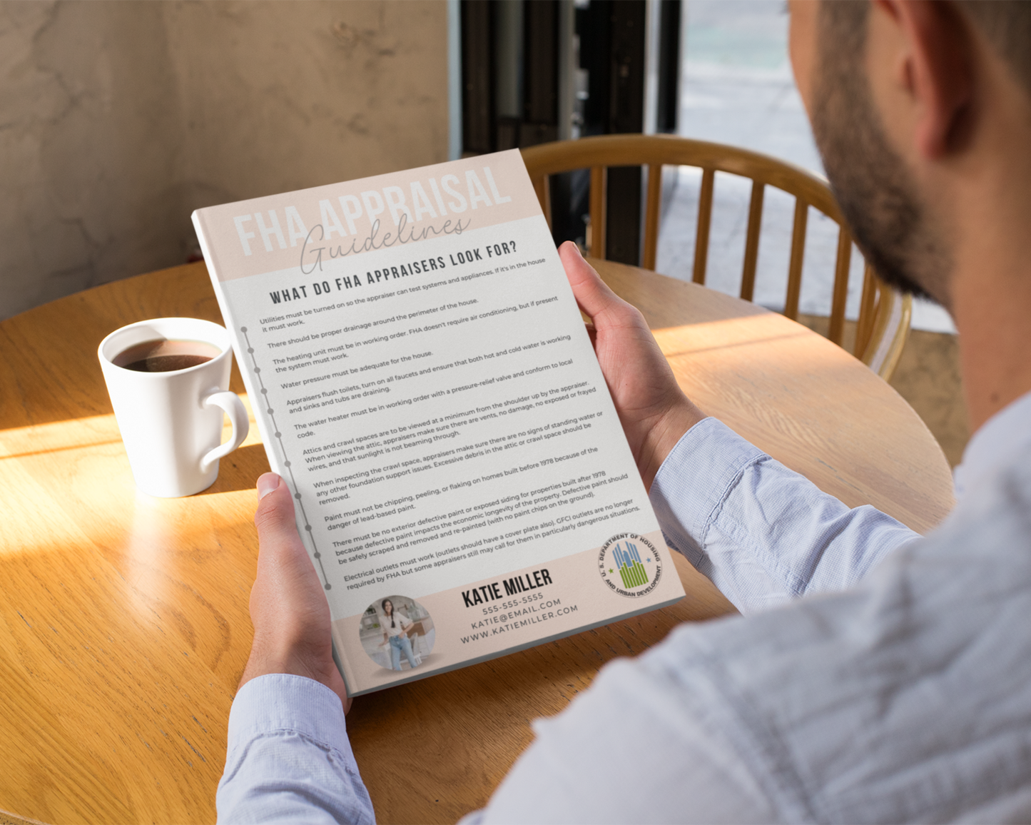 Man Reading Official FHA Guidelines Flyer, Instant Download, Home Appraisal Handout for Real Estate Agents, Realtors, Home Buying, Home Selling, HUD Guidelines, Real Estate Marketing