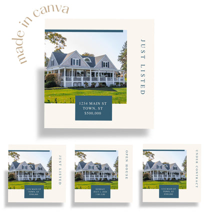 Real Estate Facebook and Instagram Frames - Just Listed , Sold, Open House, Under Contract Posts - Social Media Real Estate Marketing for Realtors, Agents - Instant Download