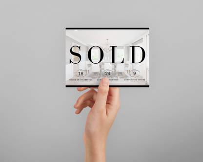 Woman Holding a Real Estate Template – Just Sold Postcard